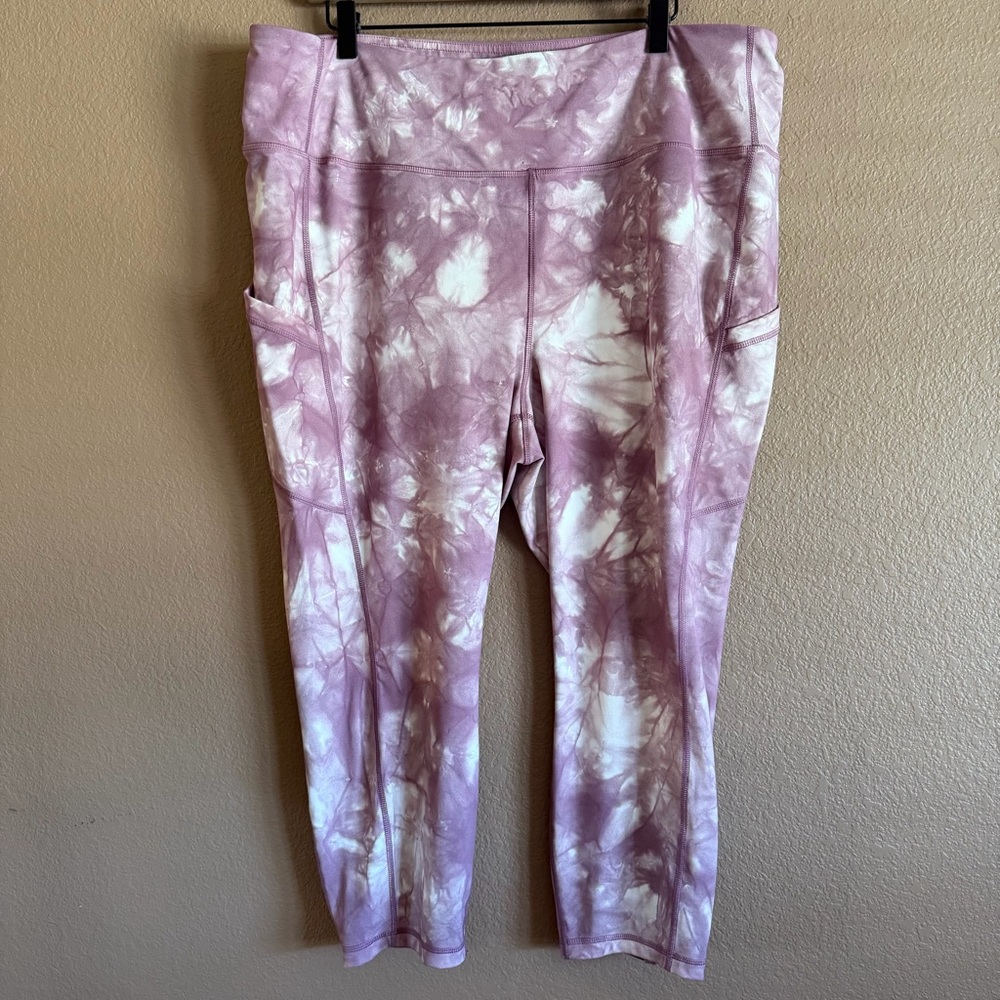 Torrid Women's Pink and White Tie-Dye Leggings Size 3X